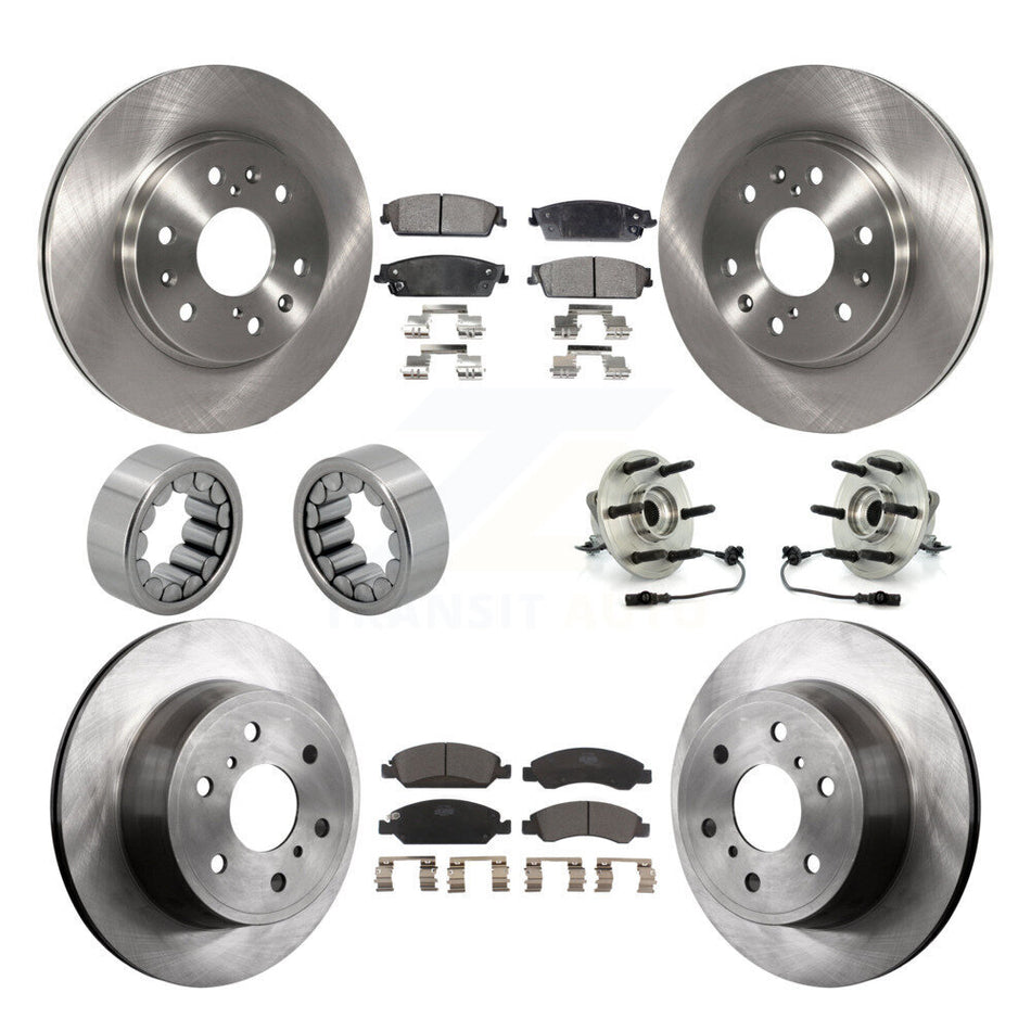 Front Rear Hub Bearing Brake Rotor & Pad Shoe Kit (10Pc) For Chevrolet GMC Sierra 1500 XL KBB-110583
