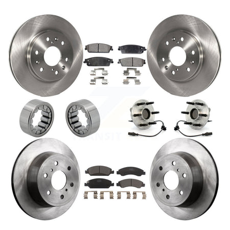 Front Rear Hub Bearing Brake Rotor & Pad Shoe Kit (10Pc) For Chevrolet GMC Sierra 1500 XL KBB-110588