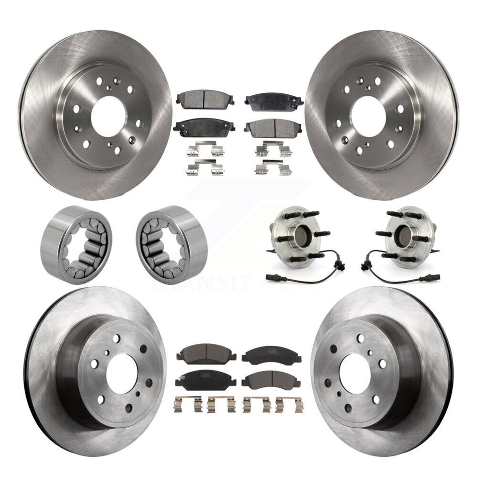Front Rear Hub Bearing Brake Rotor & Pad Shoe Kit (10Pc) For Chevrolet GMC Sierra 1500 XL KBB-110588