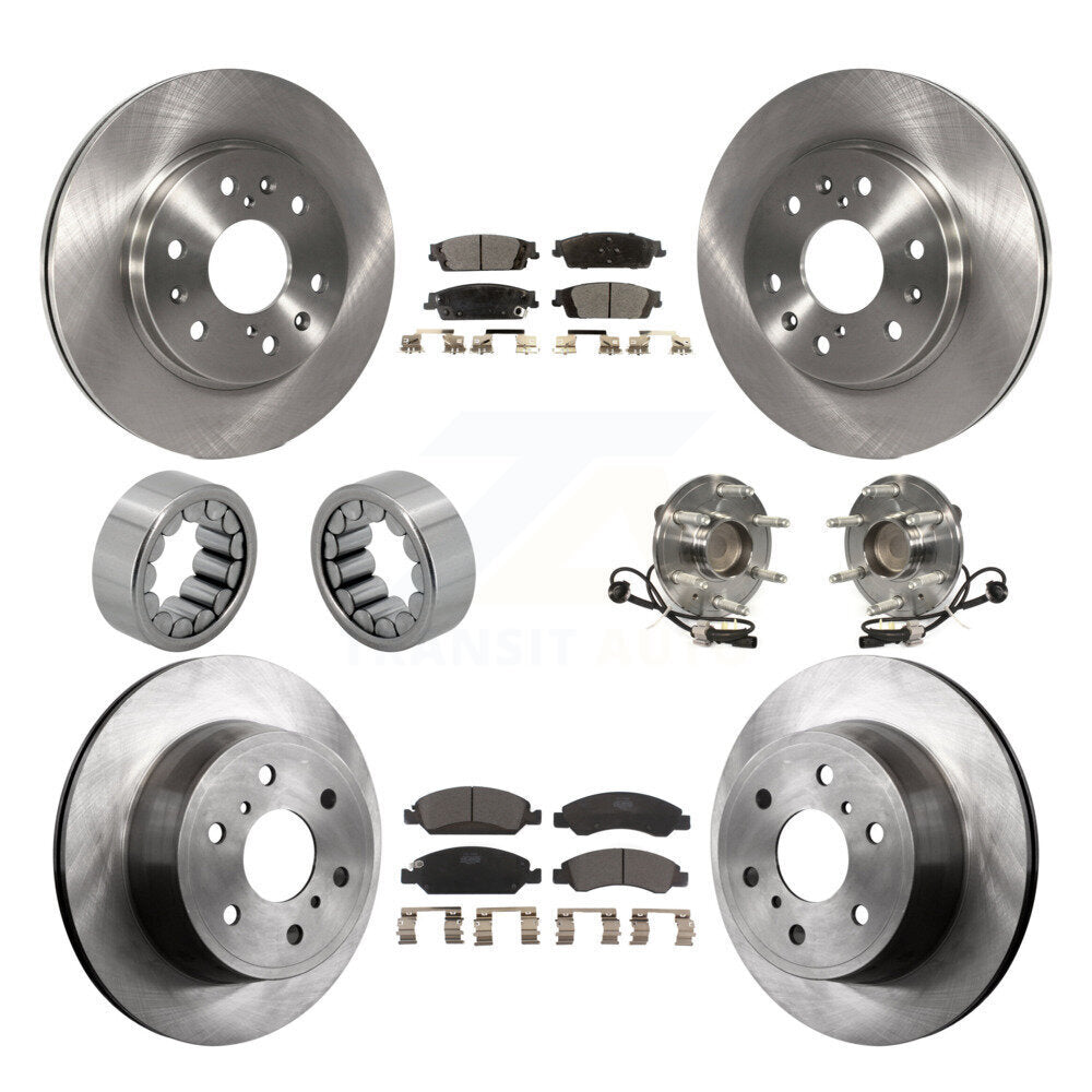 Front Rear Hub Bearing Brake Rotor & Pad Shoe Kit (10Pc) For GMC Sierra 1500 Chevrolet XL KBB-110590