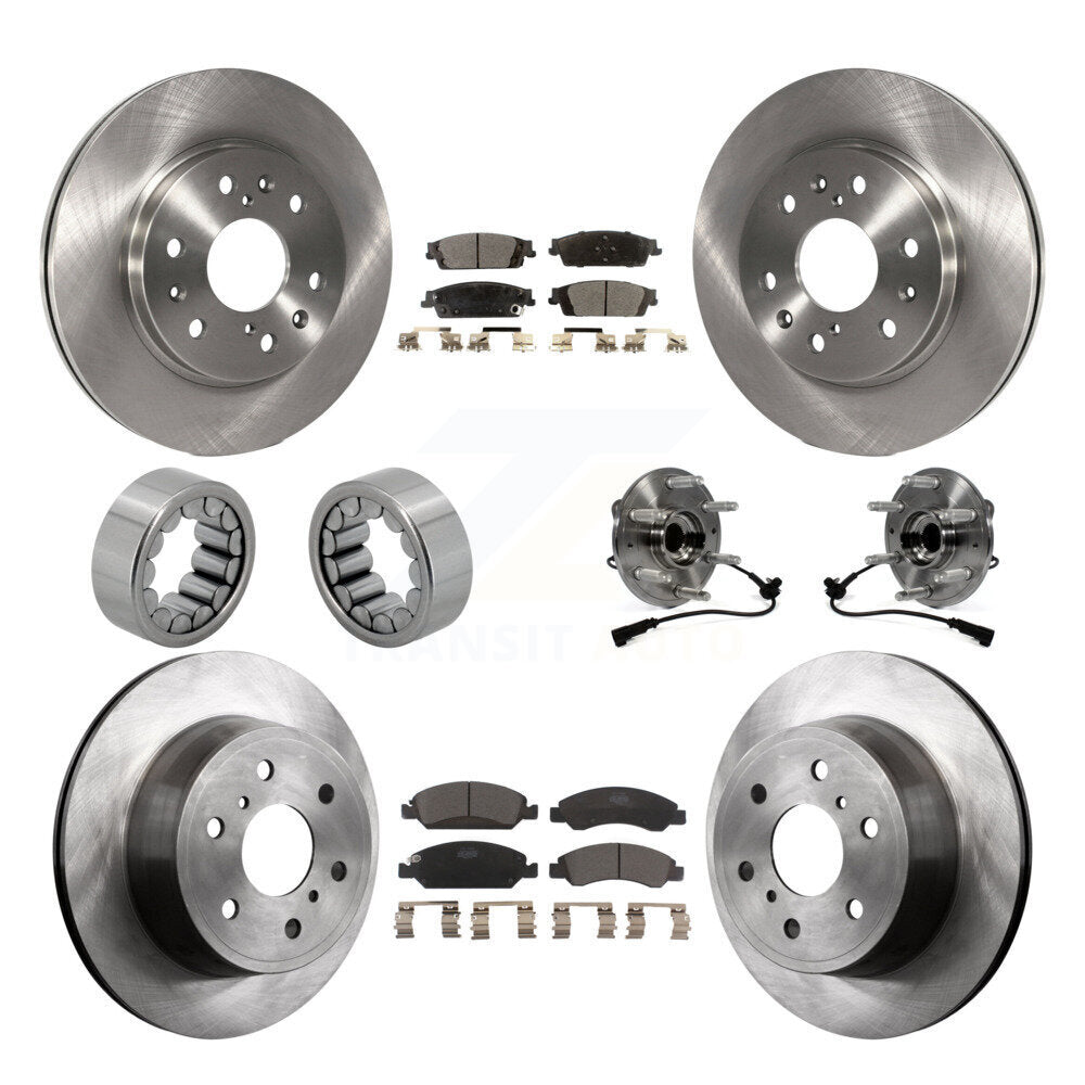 Front Rear Hub Bearing Brake Rotor & Pad Shoe Kit (10Pc) For GMC Sierra 1500 Chevrolet XL KBB-110592