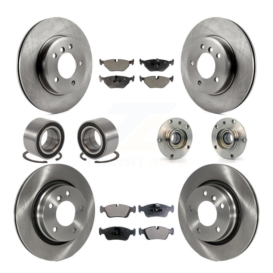 Front Rear Wheel Hub Bearings Assembly Disc Brake Rotors And Ceramic Pads Shoes Kit (10Pc) For BMW 325Ci 323i 328i 323Ci 328Ci KBB-110598