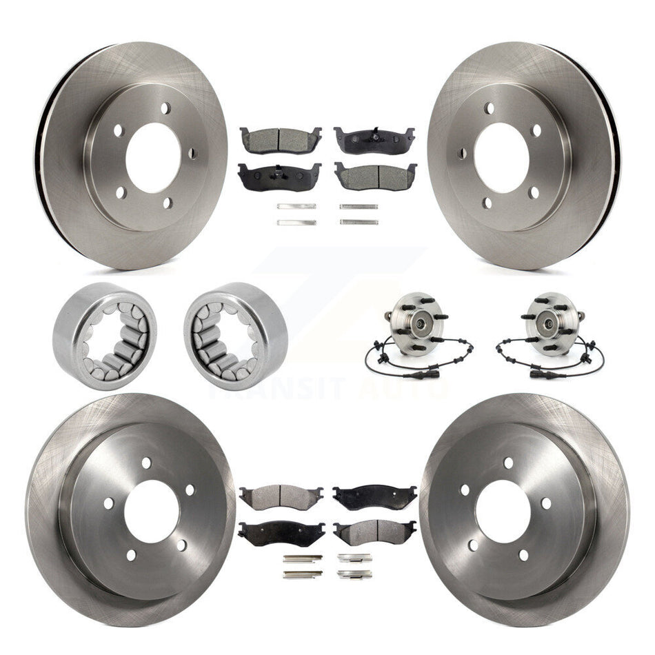 Front Rear Hub Bearing Disc Brake Rotor & Pad Shoe Kit (10Pc) For Ford Expedition Lincoln KBB-110678
