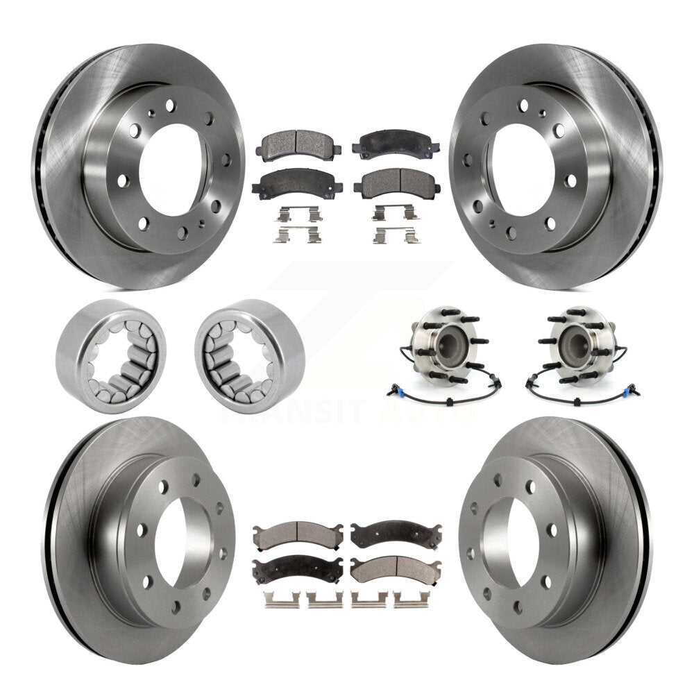Front Rear Hub Bearing Brake Rotor And Pad Shoe Kit (10Pc) For Chevrolet Express 2500 GMC KBB-110694