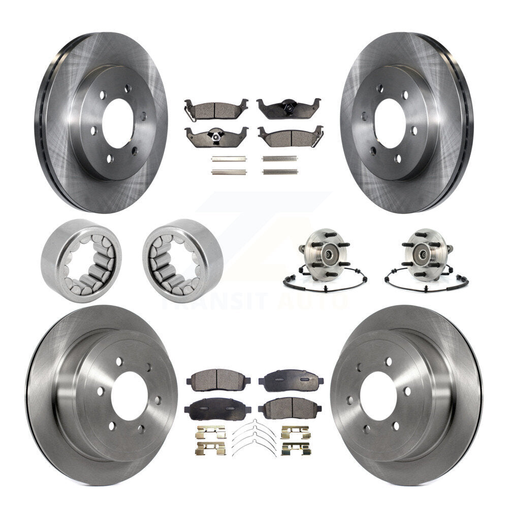 Front Rear Hub Bearing Brake Rotor Pads Shoe Kit (10Pc) For 2006-2008 Lincoln Mark LT 4WD KBB-110701