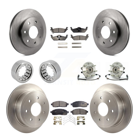 Front Rear Hub Bearing Brake Rotor Pads Shoe Kit (10Pc) For 2006-2008 Lincoln Mark LT 4WD KBB-110703