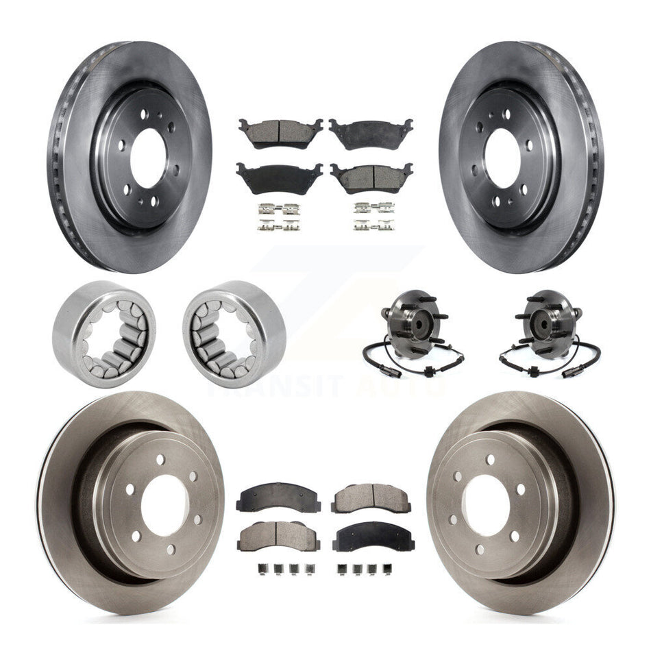 Front Rear Hub Bearing Brake Rotor & Pad Shoe Kit (10Pc) For Ford F-150 With 6 Lug Wheels KBB-110732