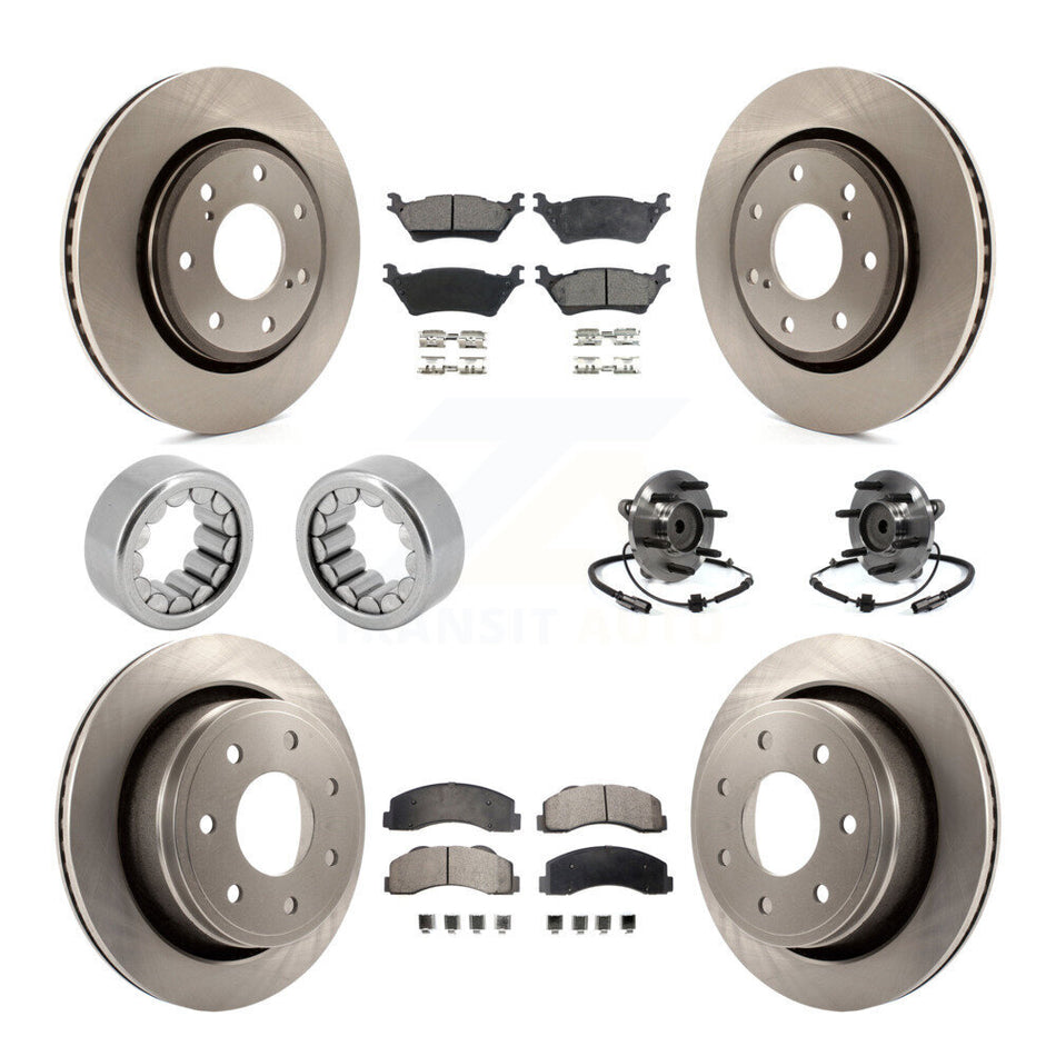 Front Rear Hub Bearing Brake Rotor & Pad Shoe Kit (10Pc) For Ford F-150 With 7 Lug Wheels KBB-110734