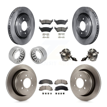 Front Rear Hub Bearing Disc Brake Rotors And Ceramic Pads Shoes Kit (10Pc) For Ford F-150 KBB-110740