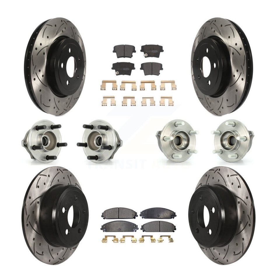 Front Rear Hub Bearings Assembly Coated Disc Brake Rotors And Semi-Metallic Pads Kit (10Pc) For 2005-2006 Chrysler 300 AWD with 3.5L KBB-110750