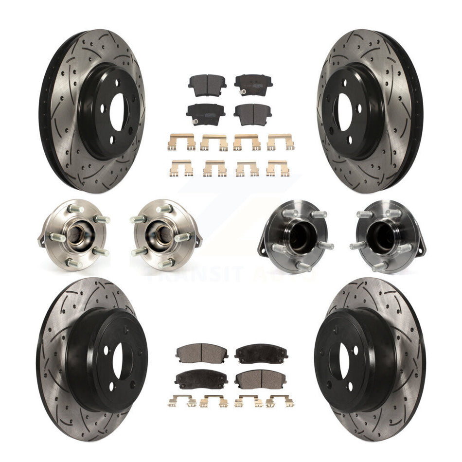 Front Rear Hub Bearings Assembly Coated Disc Brake Rotors And Semi-Metallic Pads Kit (10Pc) For Dodge Charger Chrysler 300 KBB-110797