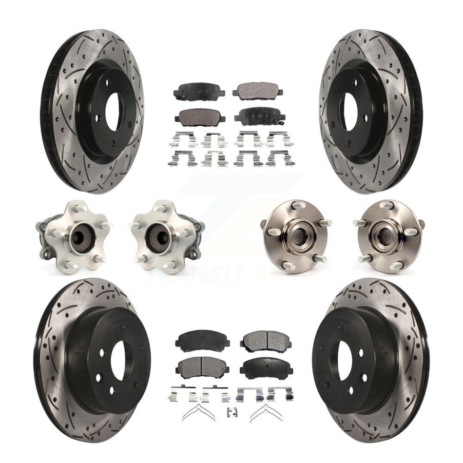 Front Rear Hub Bearings Assembly Coated Disc Brake Rotors And Semi-Metallic Pads Kit (10Pc) For Nissan Rogue Select FWD KBB-110823