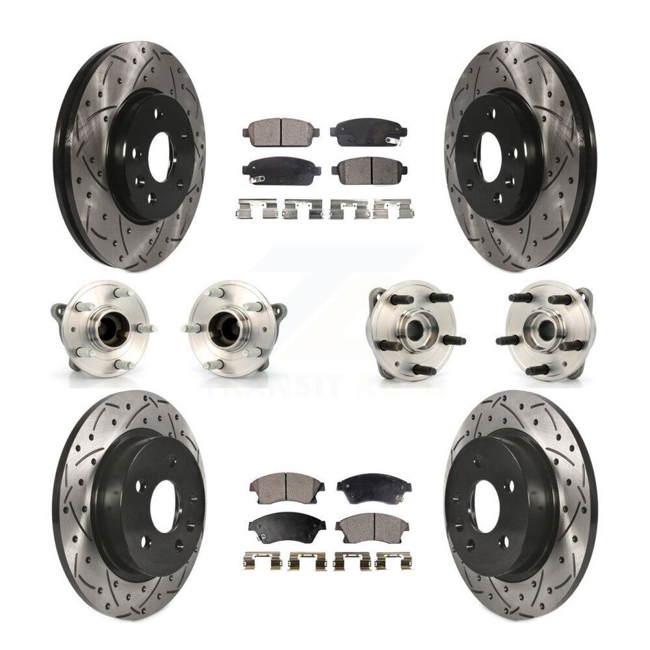 Front Rear Hub Bearings Assembly Coated Disc Brake Rotors And Semi-Metallic Pads Kit (10Pc) For 2011-2012 Chevrolet Cruze KBB-110840