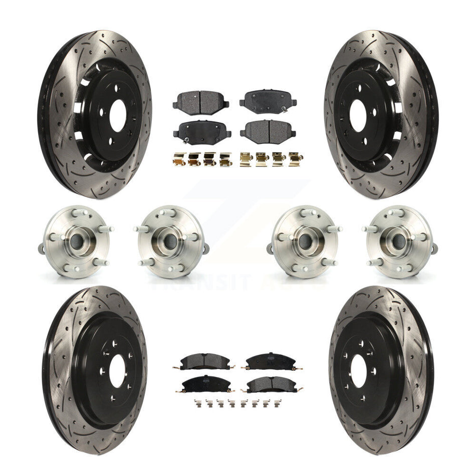Front Rear Hub Bearings Assembly Coated Disc Brake Rotors And Semi-Metallic Pads Kit (10Pc) For Ford Explorer KBB-110846