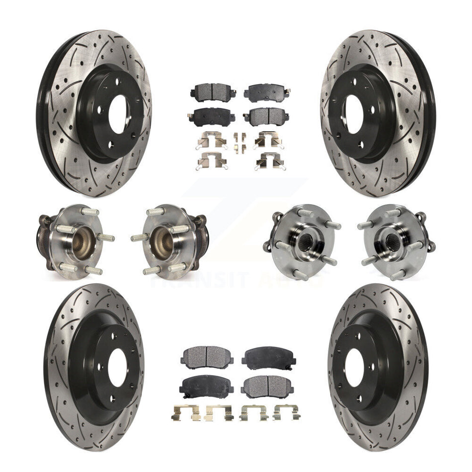 Front Rear Hub Bearings Assembly Coated Disc Brake Rotors And Semi-Metallic Pads Kit (10Pc) For Mazda CX-5 FWD KBB-110857