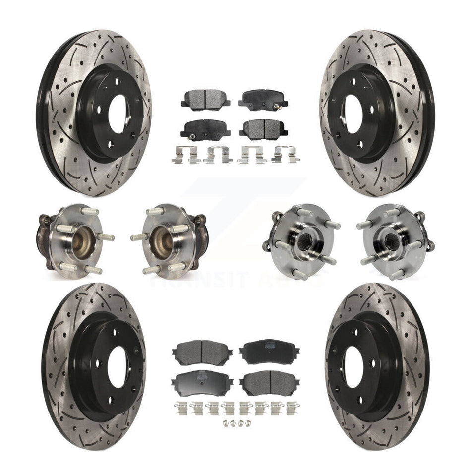 Front Rear Hub Bearings Assembly Coated Disc Brake Rotors And Semi-Metallic Pads Kit (10Pc) For Mazda 6 KBB-110858