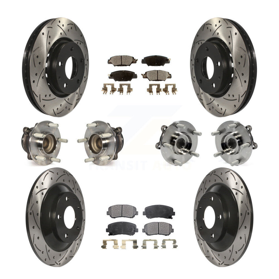 Front Rear Hub Bearings Assembly Coated Disc Brake Rotors And Semi-Metallic Pads Kit (10Pc) For Mazda CX-5 KBB-110860