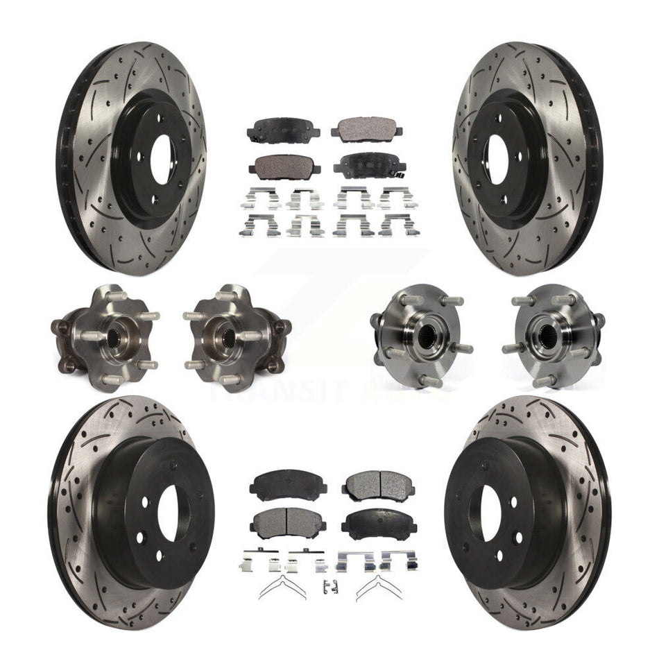 Front Rear Hub Bearings Assembly Coated Disc Brake Rotors And Semi-Metallic Pads Kit (10Pc) For Nissan Juke KBB-110865