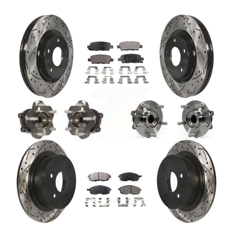Front Rear Hub Bearings Assembly Coated Disc Brake Rotors And Semi-Metallic Pads Kit (10Pc) For Nissan Juke KBB-110866
