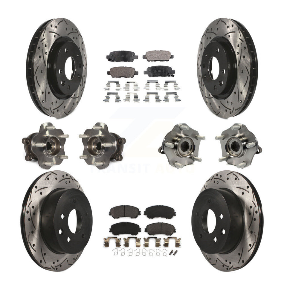 Front Rear Hub Bearings Assembly Coated Disc Brake Rotors And Semi-Metallic Pads Kit (10Pc) For Nissan Rogue Sport Qashqai KBB-110867