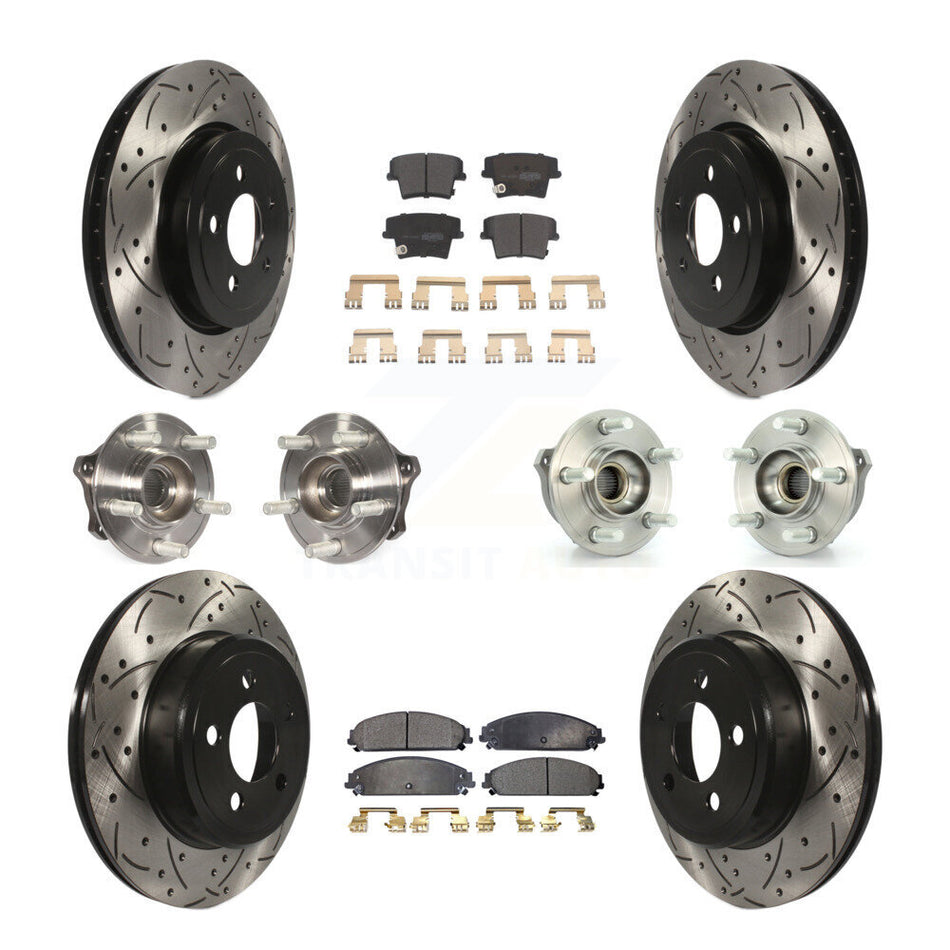Front Rear Hub Bearings Assembly Coated Disc Brake Rotors And Semi-Metallic Pads Kit (10Pc) For Dodge Charger Chrysler 300 Challenger KBB-110876