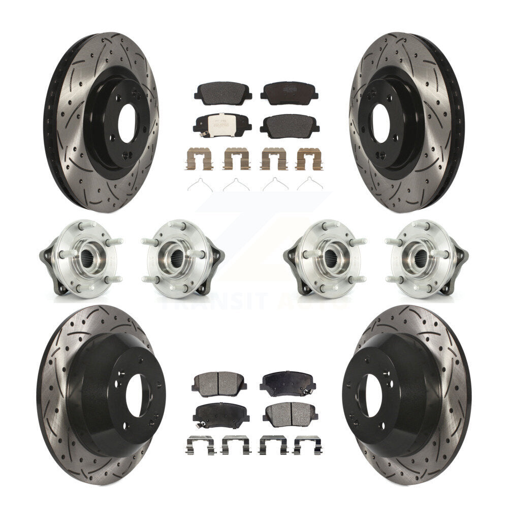Front Rear Hub Bearing Coated Brake Rotor & Pads Kit (10Pc) For 2014-2015 Kia Sorento AWD KBB-110894