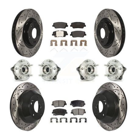 Front Rear Hub Bearing Coated Brake Rotor & Pads Kit (10Pc) For 2014-2015 Kia Sorento AWD KBB-110894