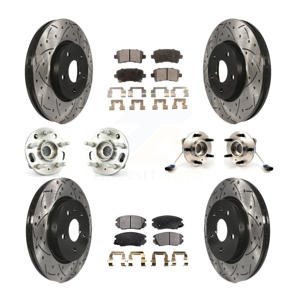 Front Rear Hub Bearings Assembly Coated Disc Brake Rotors And Semi-Metallic Pads Kit (10Pc) For 2010 Buick Allure KBB-110904