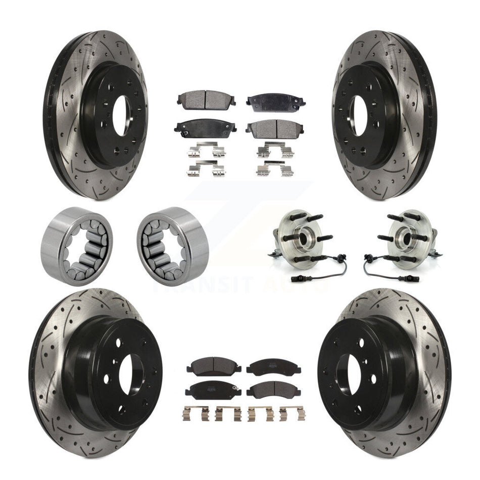 Front Rear Hub Bearing Coat Brake Rotor Pad Shoe Kit (10Pc) For Chevrolet GMC Sierra 1500 KBB-110911