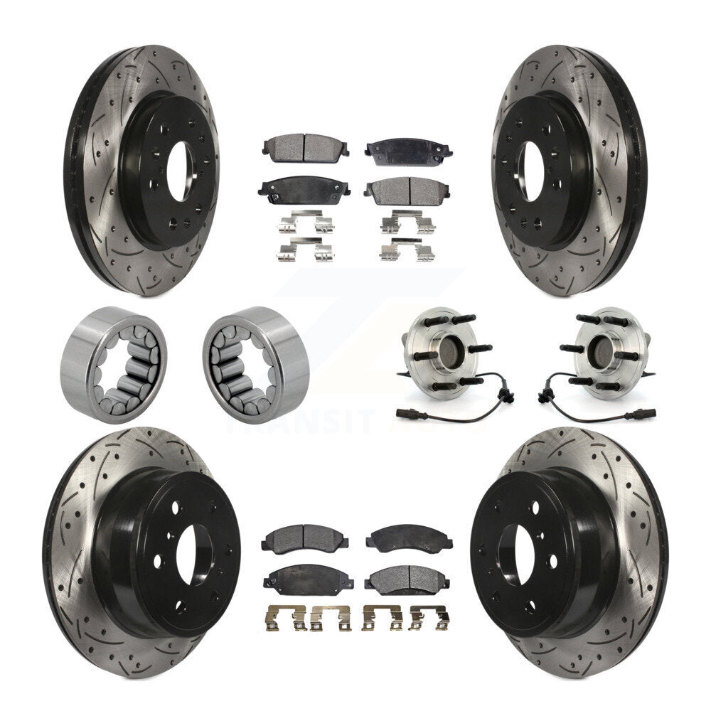 Front Rear Hub Bearing Coated Brake Rotor Pad Shoe Kit (10Pc) For Chevrolet Avalanche GMC KBB-110913