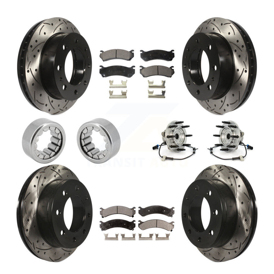 Front Rear Hub Bearings Coated Disc Brake Rotors And Pads Shoes Kit (10Pc) For Hummer H2 KBB-110932