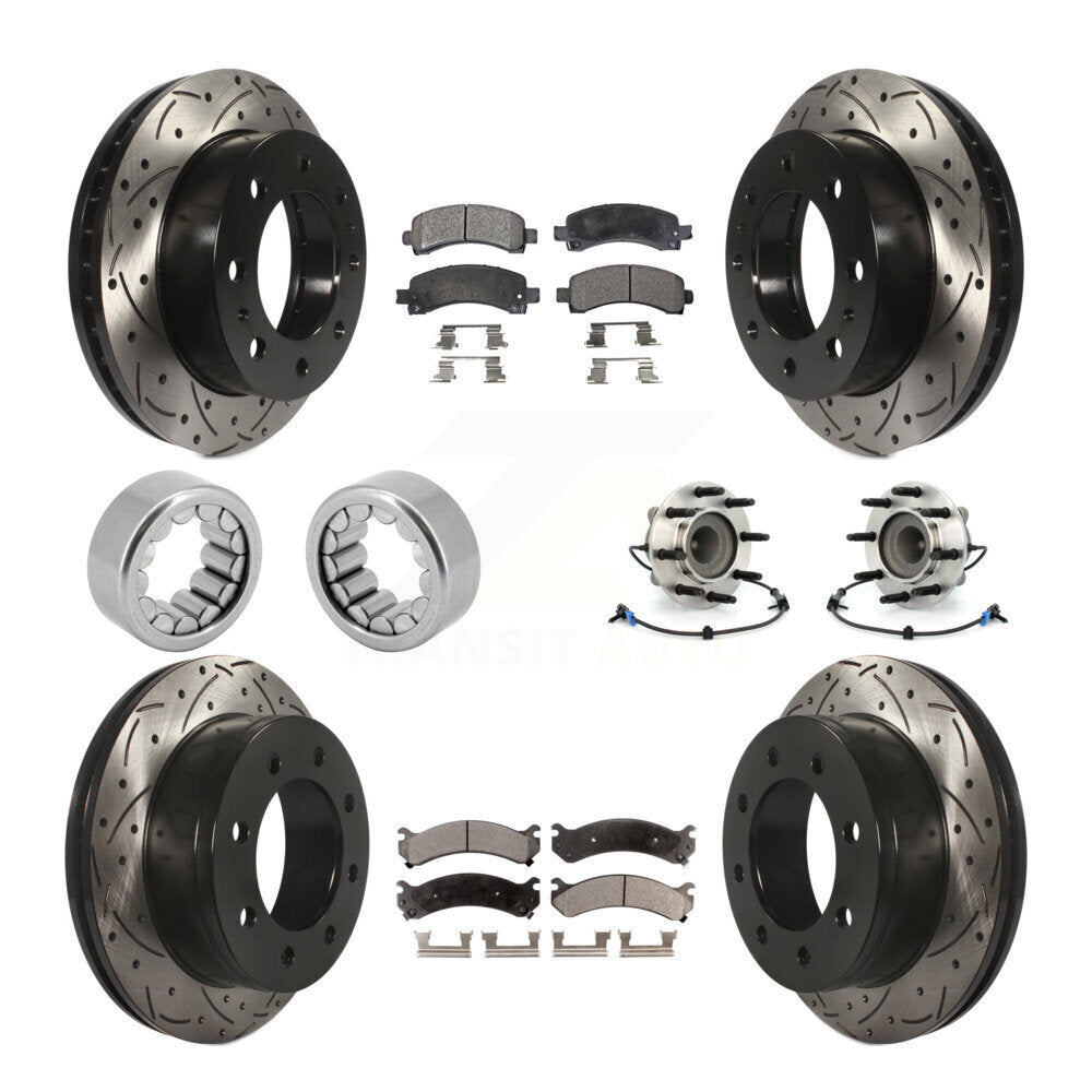 Front Rear Hub Bearing Coated Brake Rotor Pads Shoe Kit (10Pc) For Chevrolet Express 2500 KBB-110933