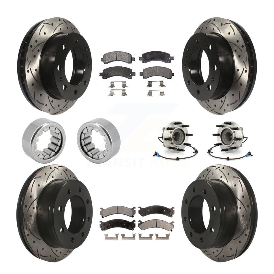 Front Rear Hub Bearing Coated Brake Rotor Pads Shoe Kit (10Pc) For Chevrolet Express 2500 KBB-110933