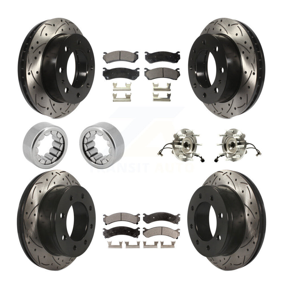 Front Rear Hub Bearing Coat Brake Rotor Pads Shoe Kit (10Pc) For Chevrolet Silverado 2500 KBB-110939
