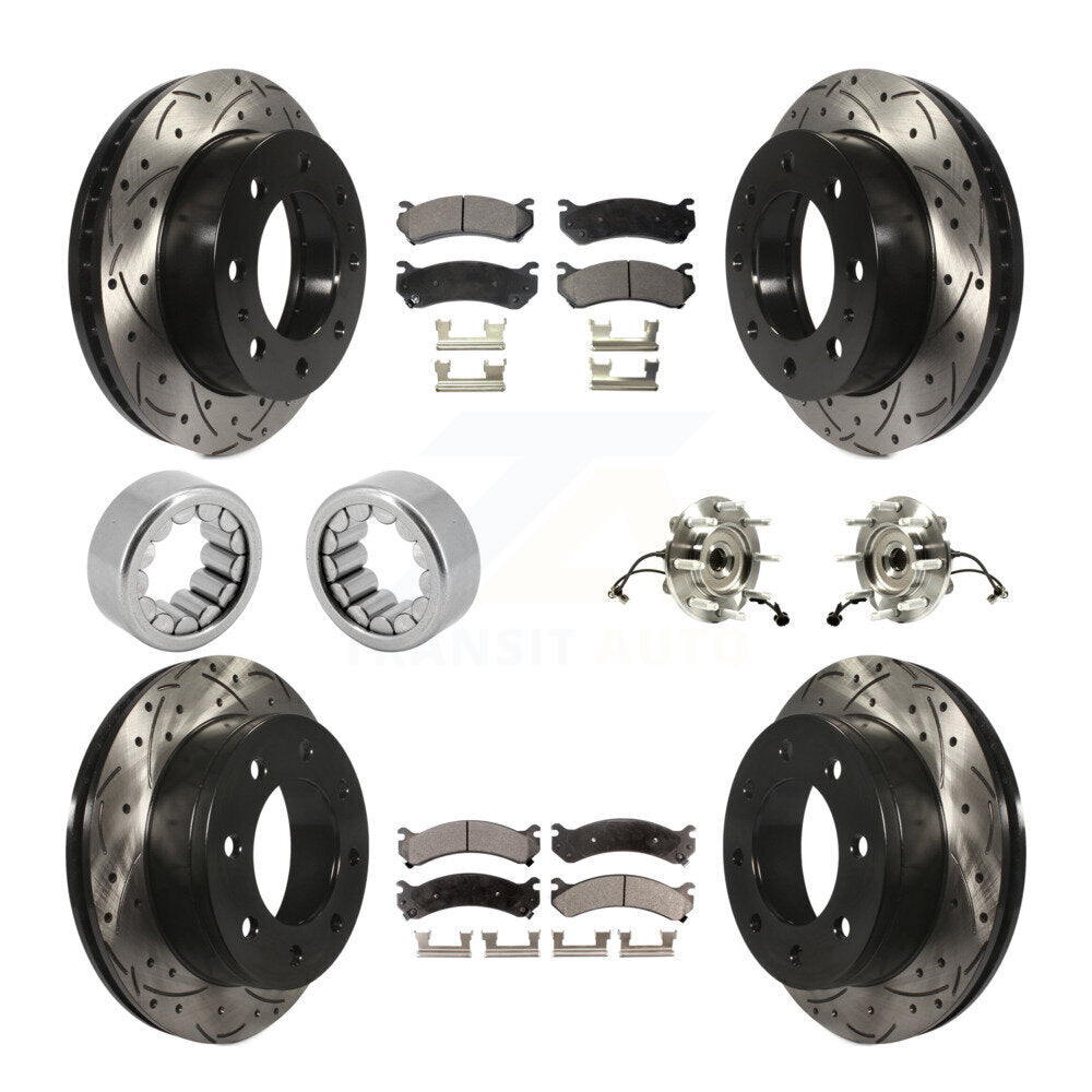 Front Rear Hub Bearing Coated Brake Rotor Pad Shoe Kit (10Pc) For GMC Chevrolet Silverado KBB-110940