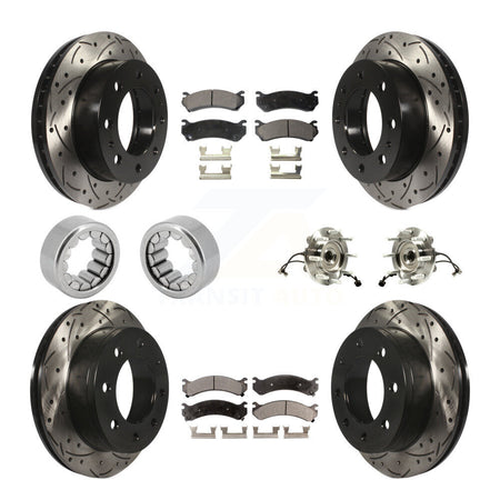 Front Rear Hub Bearing Coated Brake Rotor Pad Shoe Kit (10Pc) For GMC Chevrolet Silverado KBB-110940