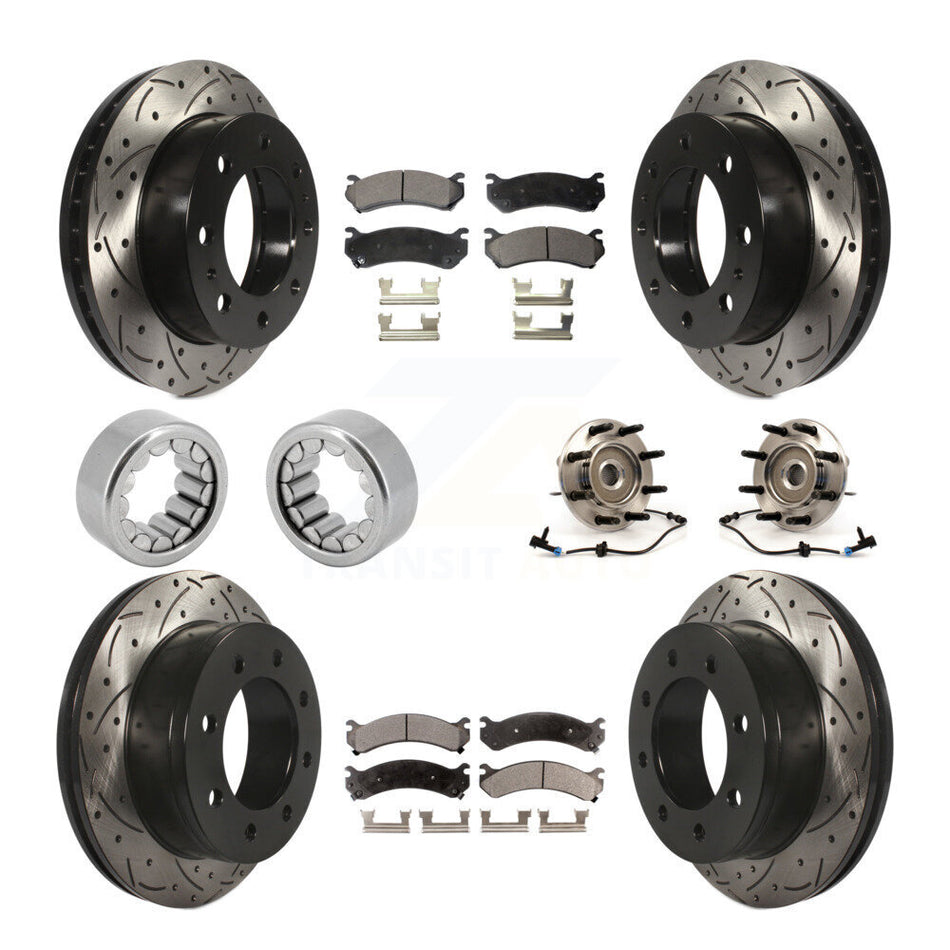 Front Rear Bearing Coated Brake Rotor Pad Shoe Kit (10Pc) For Chevrolet Silverado 2500 HD KBB-110943