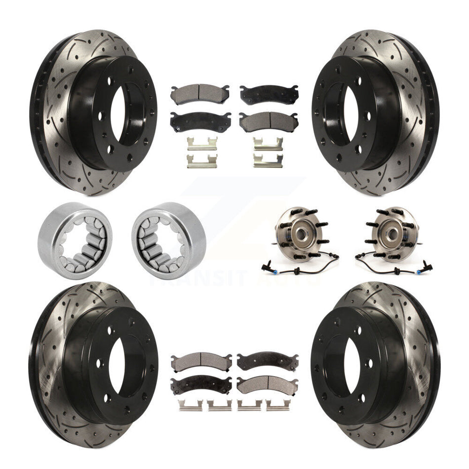 Front Rear Hub Bearing Coat Brake Rotor Pads Shoe Kit (10Pc) For Hummer H2 Chevrolet 2500 KBB-110944