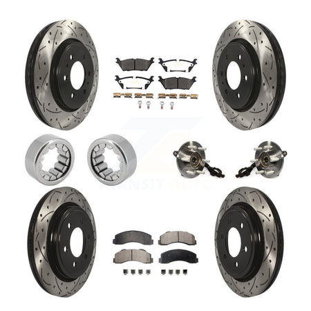 Front Rear Hub Bearings Coated Disc Brake Rotors And Pads Shoes Kit (10Pc) For Ford F-150 KBB-110965