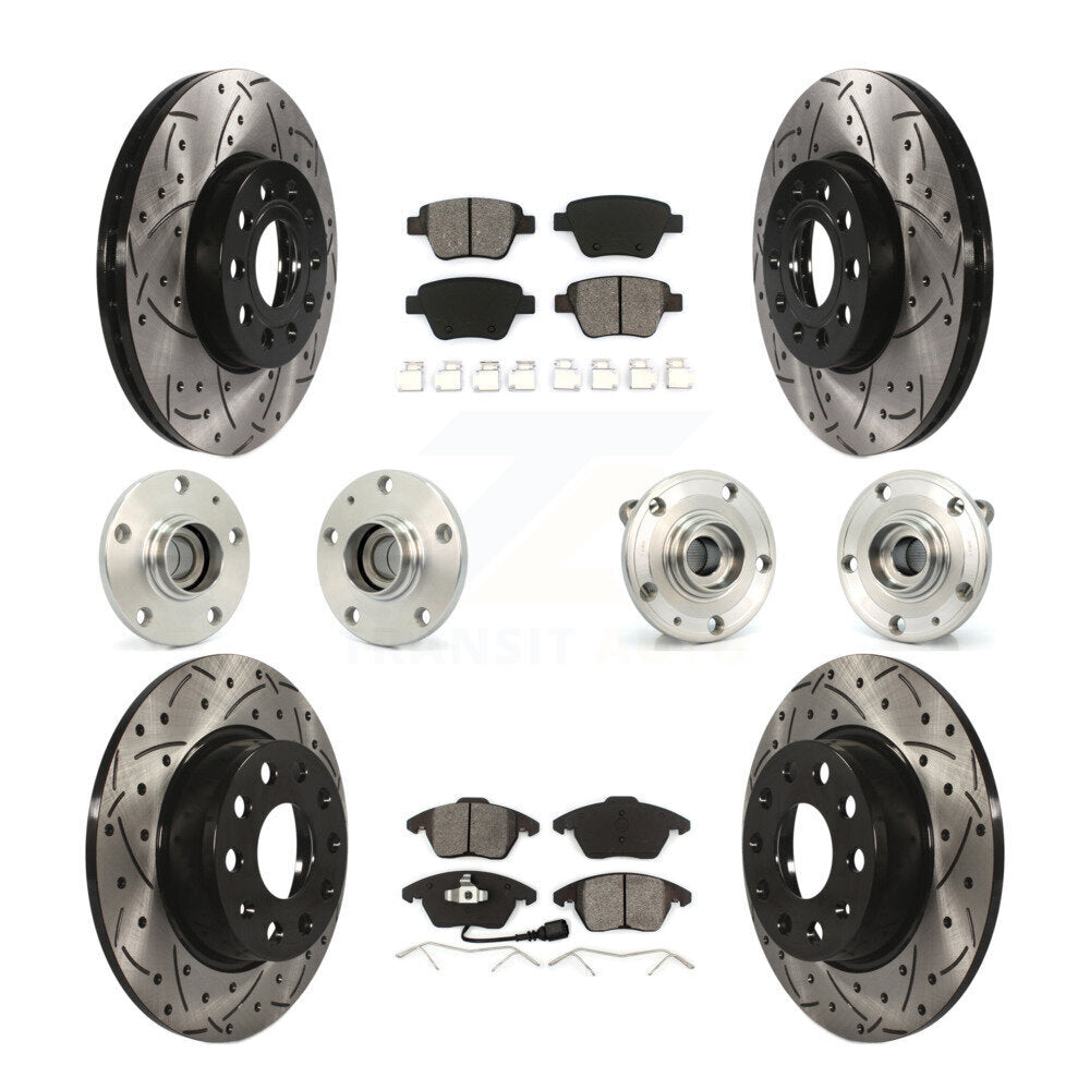 Front Rear Hub Bearing Coated Disc Brake Rotors And Pads Kit (10Pc) For Volkswagen Beetle KBB-110981