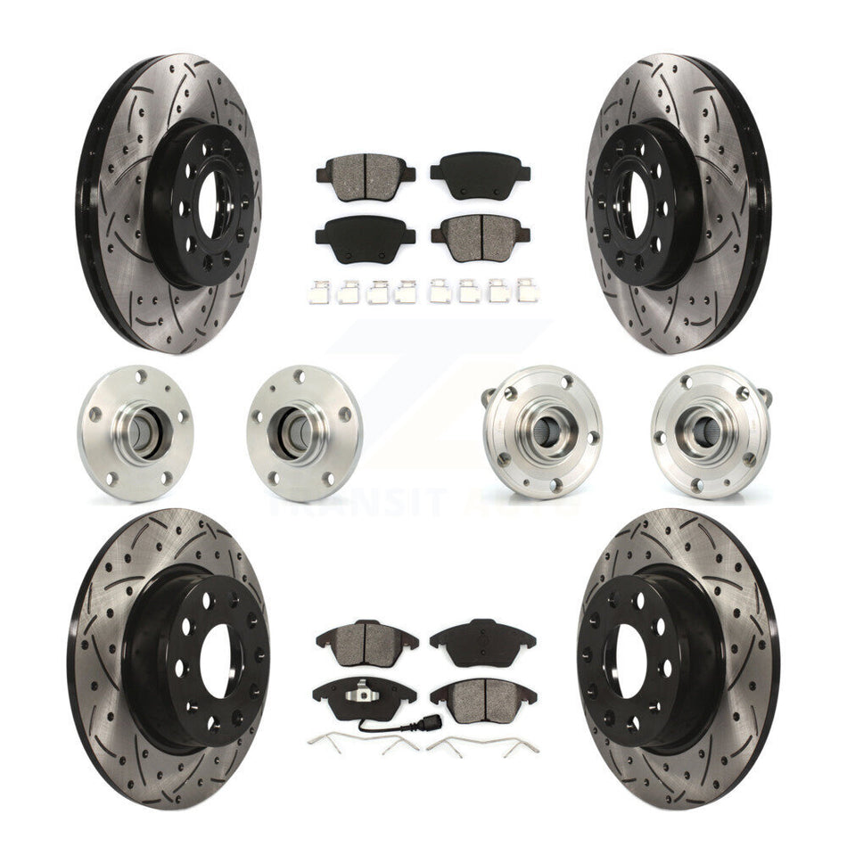 Front Rear Hub Bearing Coated Disc Brake Rotors And Pads Kit (10Pc) For Volkswagen Beetle KBB-110981
