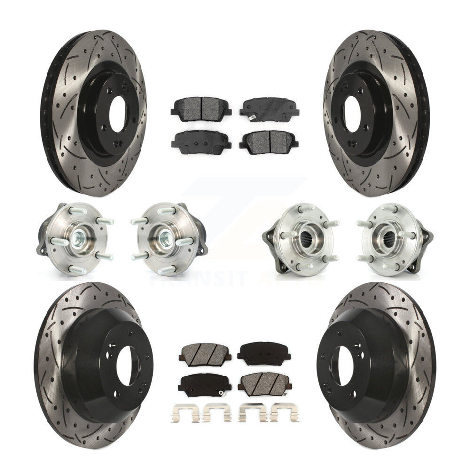 Front Rear Hub Bearing Coated Brake Rotor & Pads Kit (10Pc) For 2014-2015 Kia Sorento FWD KBB-110988