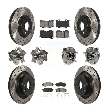 Front Rear Hub Bearings Coated Disc Brake Rotors And Pads Kit (10Pc) For Nissan 370Z KBB-111034