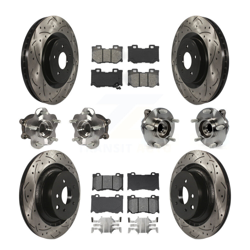 Front Rear Hub Bearings Assembly Coated Disc Brake Rotors And Semi-Metallic Pads Kit (10Pc) For Infiniti G37 Nissan 370Z Q60 INFINITI KBB-111036