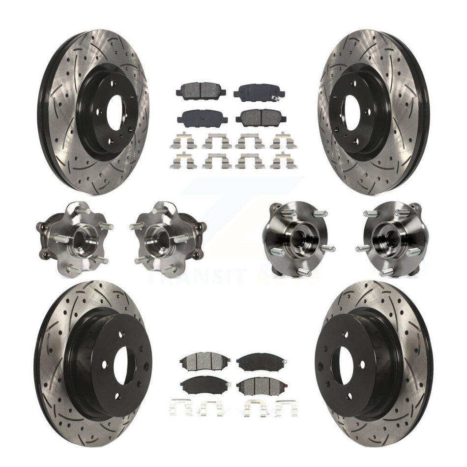 Front Rear Hub Bearing Coated Brake Rotor Pads Kit (10Pc) For INFINITI G37 EX35 QX50 EX37 KBB-111041