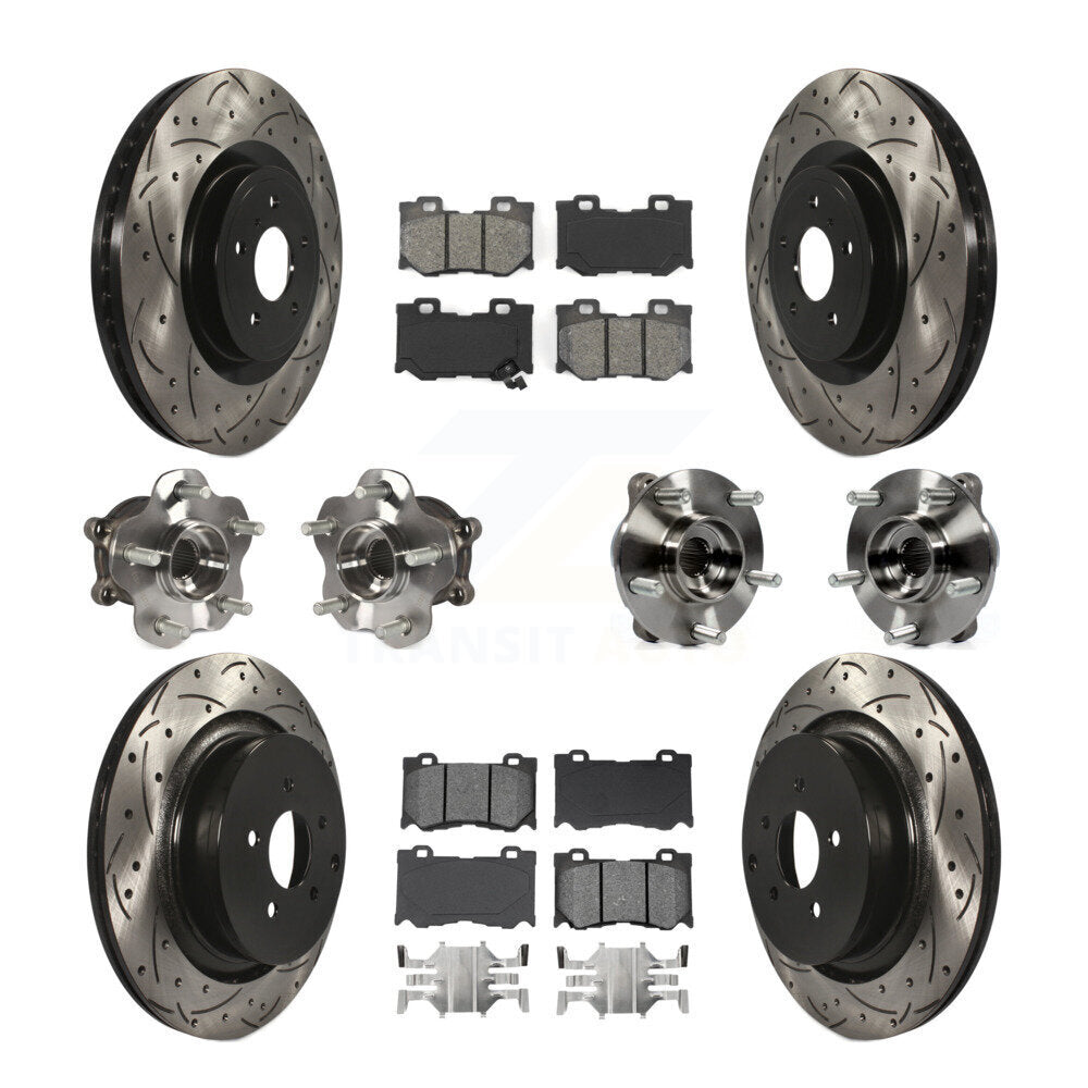 Front Rear Hub Bearings Coated Disc Brake Rotors And Pads Kit (10Pc) For INFINITI FX50 KBB-111043
