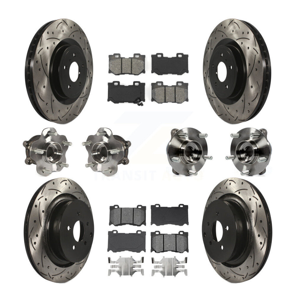 Front Rear Hub Bearings Coated Disc Brake Rotors And Pads Kit (10Pc) For INFINITI FX50 KBB-111043