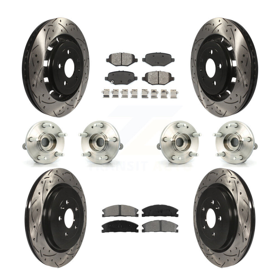 Front Rear Hub Bearings Assembly Coated Disc Brake Rotors And Semi-Metallic Pads Kit (10Pc) For Ford Explorer KBB-111072