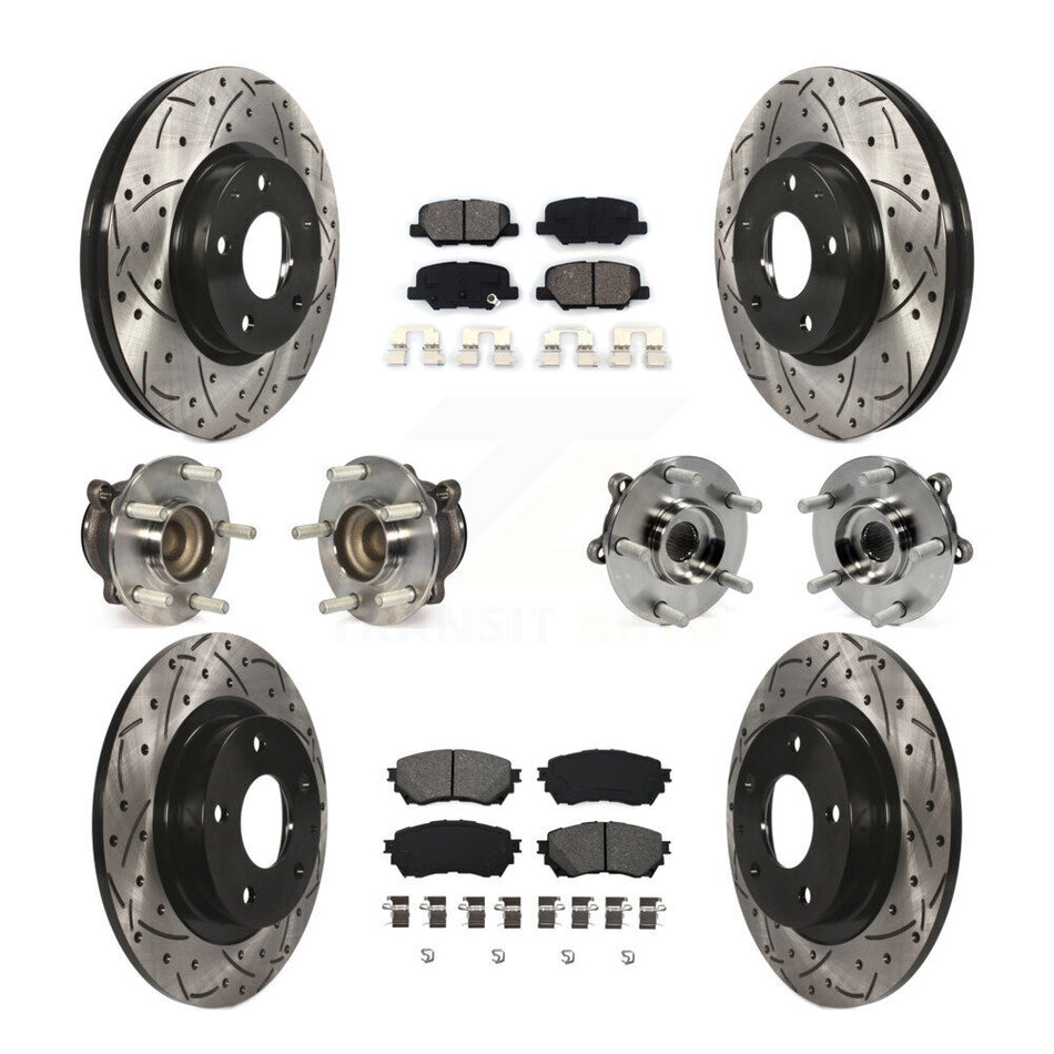 Front Rear Hub Bearings Assembly Coated Disc Brake Rotors And Semi-Metallic Pads Kit (10Pc) For Mazda 6 KBB-111083