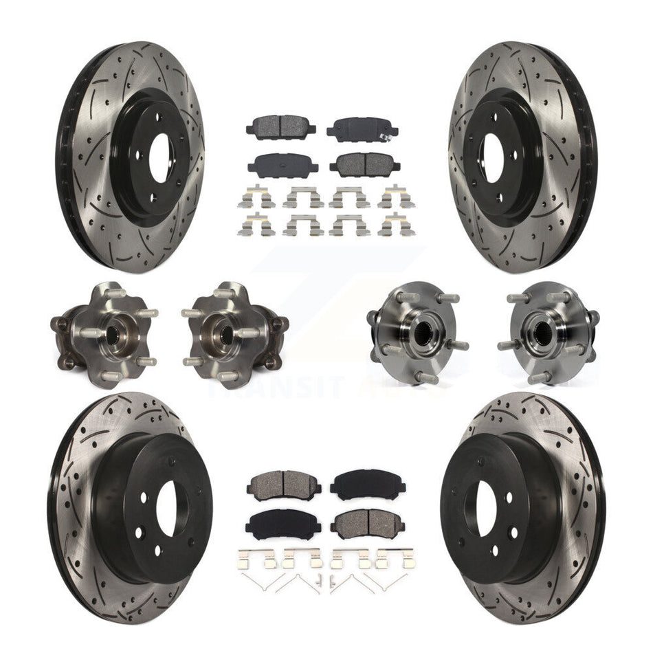 Front Rear Hub Bearings Assembly Coated Disc Brake Rotors And Semi-Metallic Pads Kit (10Pc) For Nissan Juke KBB-111090